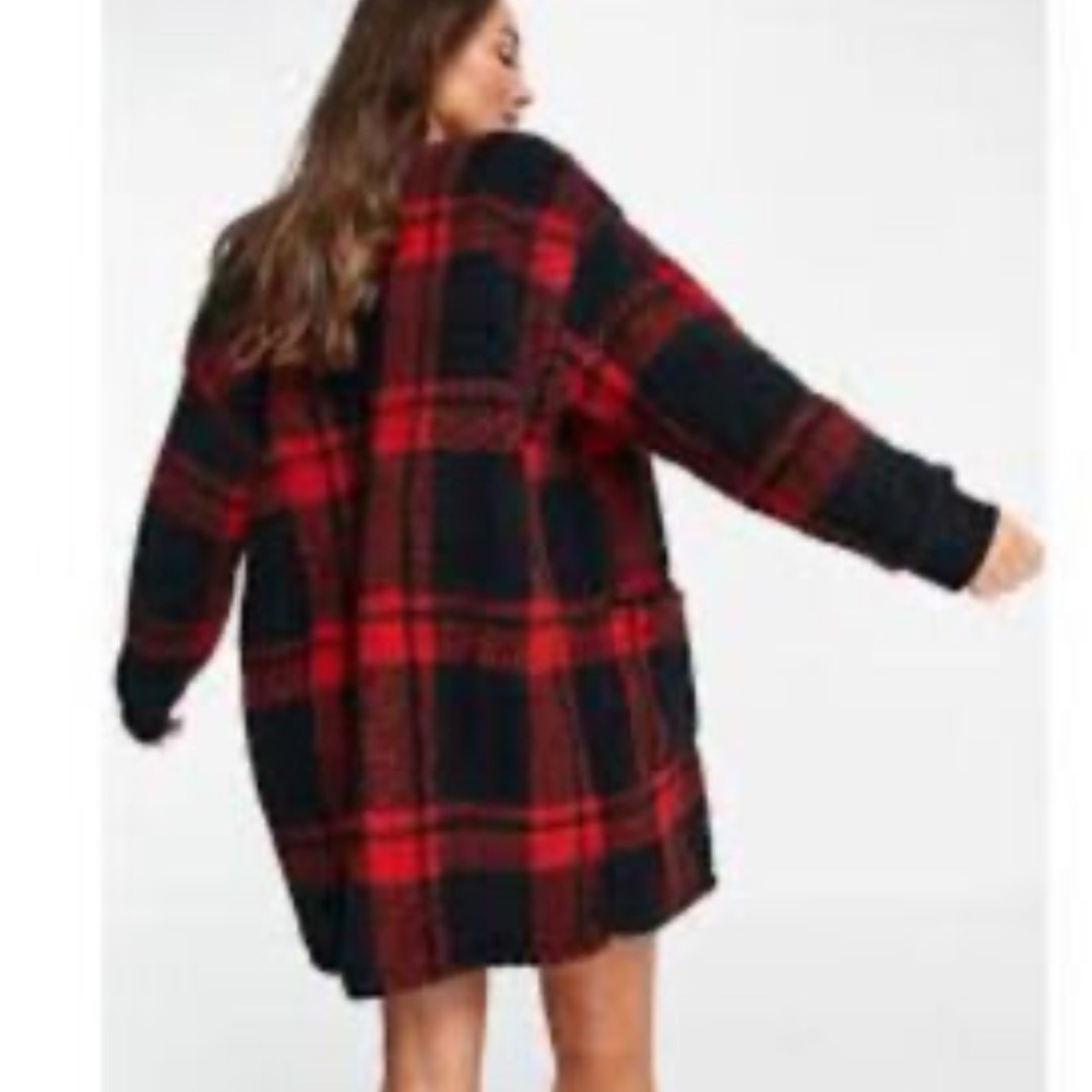 NWT DKNY oversized fleece loungewear open front long cardigan sz M